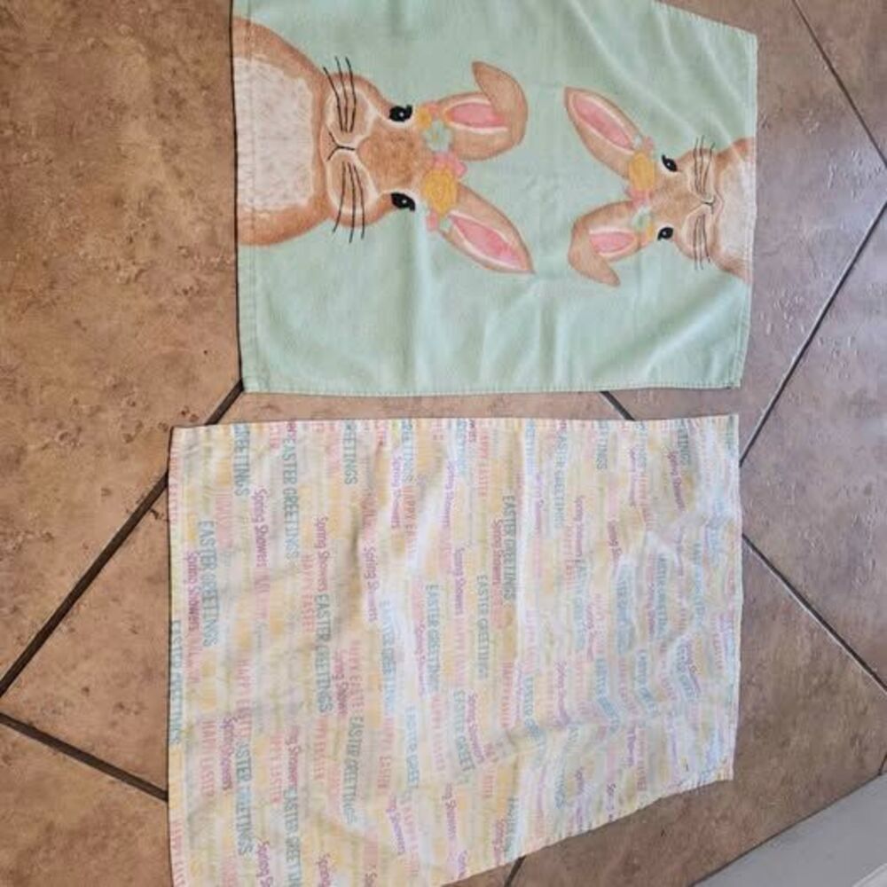 Easter Spring Bunny Towels Set of 2